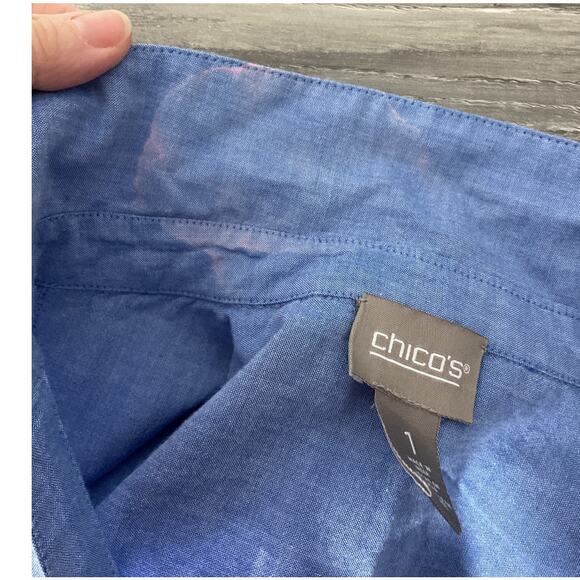 Chico’s Size 1 (S) Button Up Beaded Pkt Accent - Picture 8 of 8